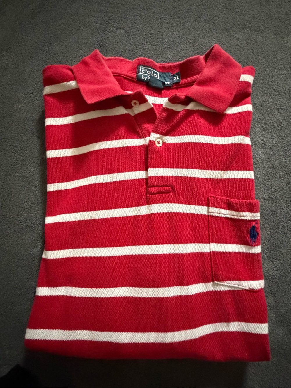 Polo by Ralph Lauren Men’s Red & White Stripe Polo Shirt XL